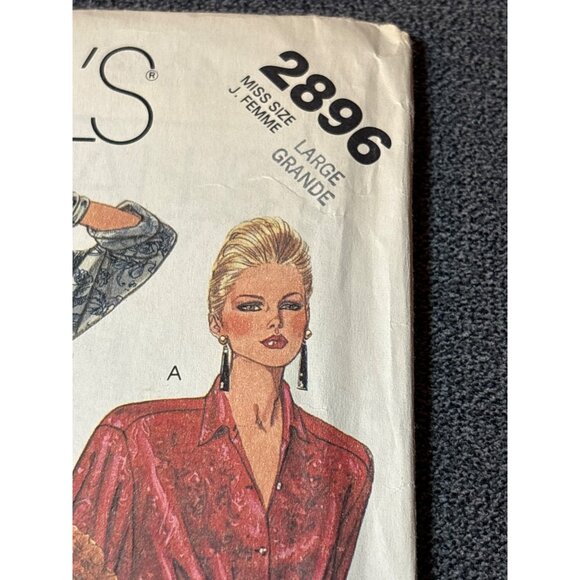 Easy McCalls 2896 Vintage Sewing Pattern Miss Size Large Button-Up Shirts & Jack - Picture 2 of 5
